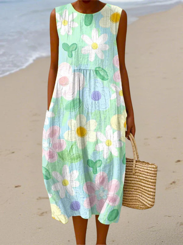 Elara | Pastel Blossom Midi Dress
