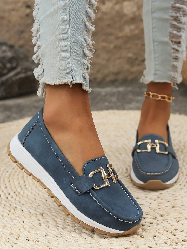 Flat Wedge Buckle Comfort Loafers for Everyday Wear