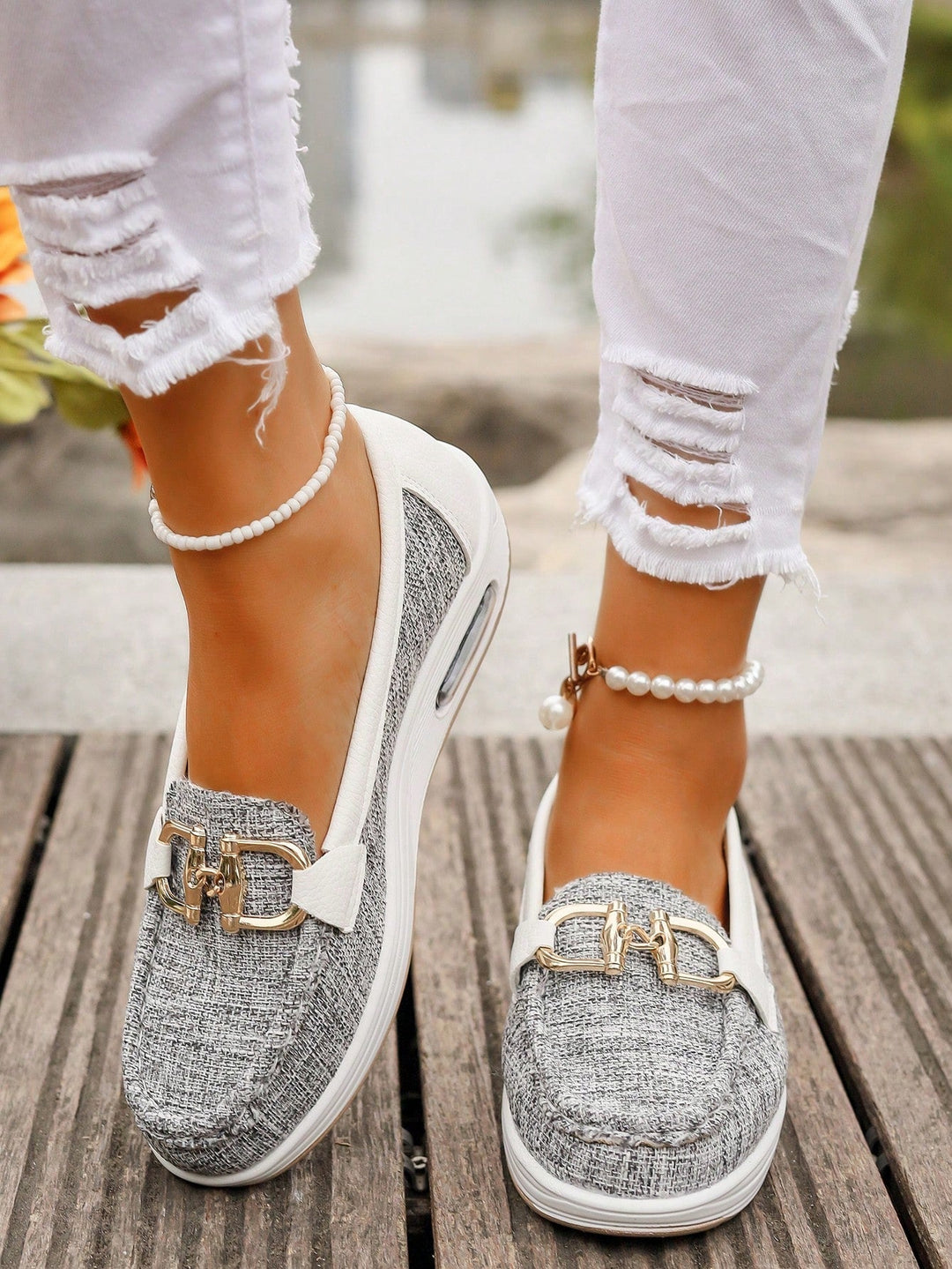 Flat Wedge Buckle Comfort Loafers for Everyday Wear
