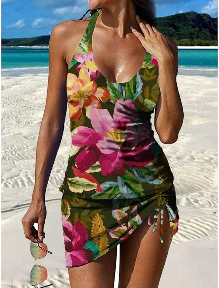 Camila | Floral Graphic Tankini Set with Shorts (Tummy Control Effect)