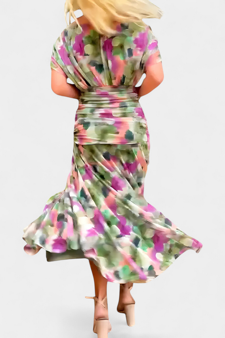 Florielle | Long Floral V Neck Dress