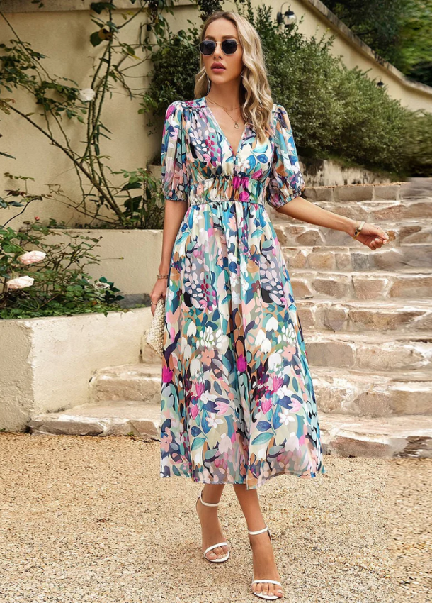 Estrella | Floral Smocked Midi Dress