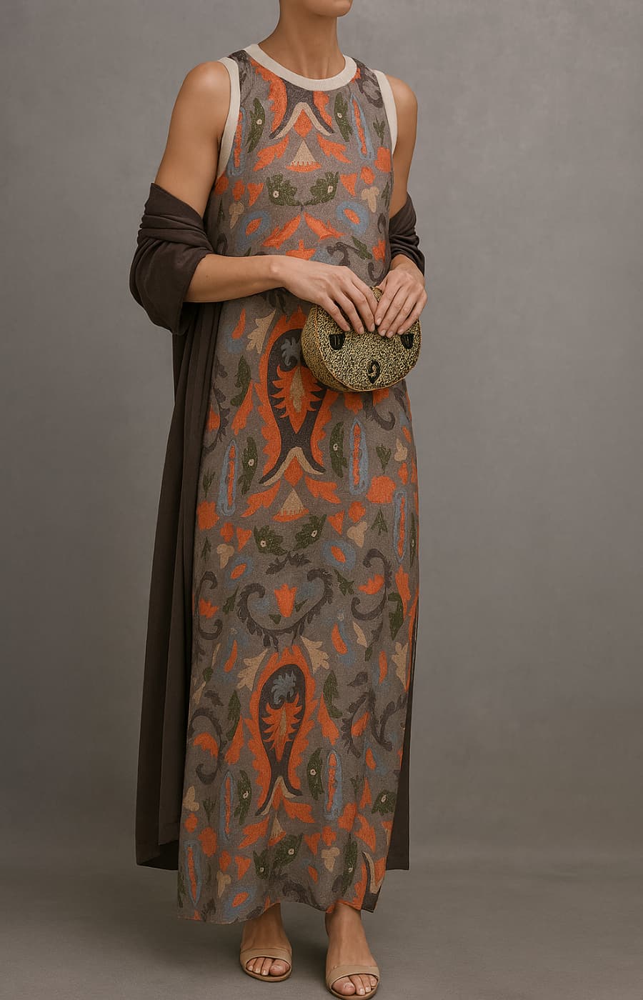 Elara | Printed Maxi Dress & Matching Cardigan Set