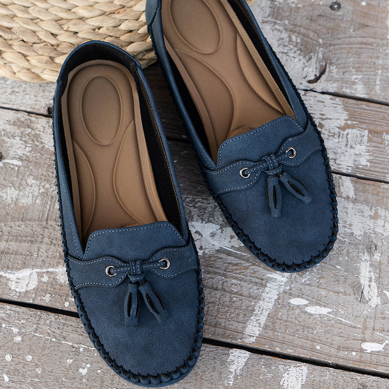 Bow Detail Flat Comfort Loafers with Cushioned Insole
