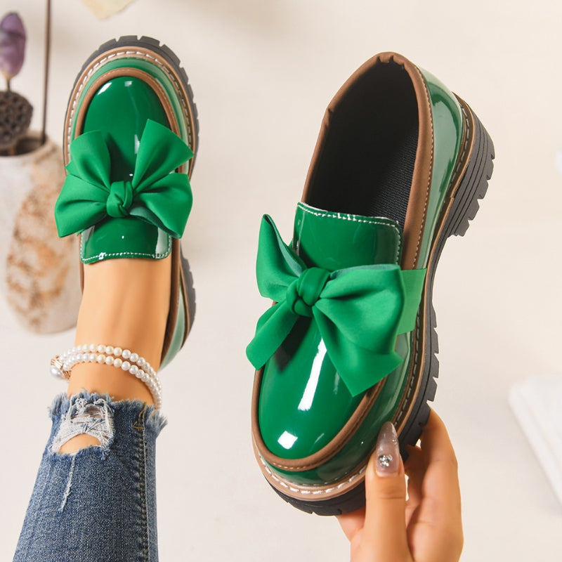 Lioren | Patent Bow Platform Loafers