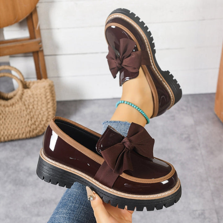 Lioren | Patent Bow Platform Loafers