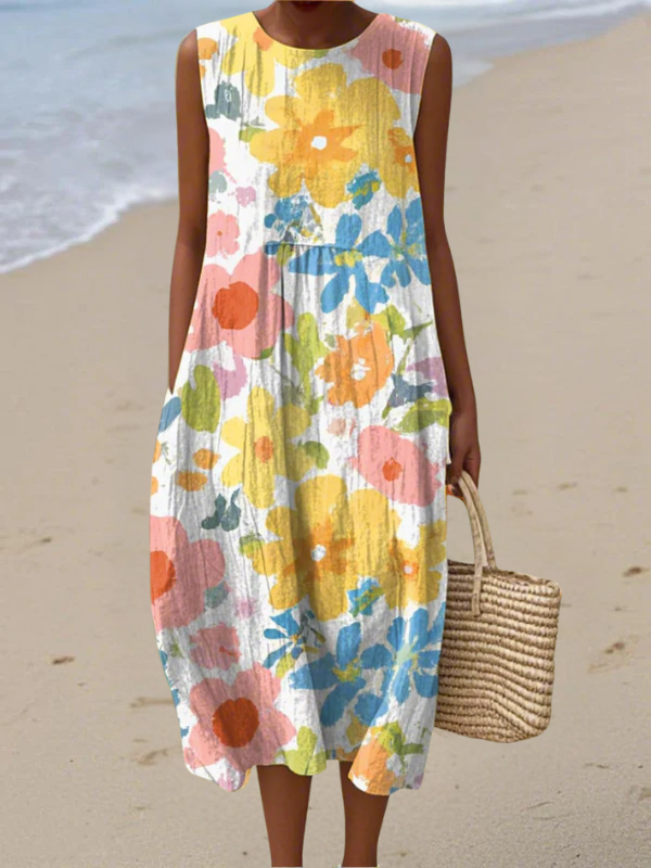Luna | Pastel Floral Midi Dress