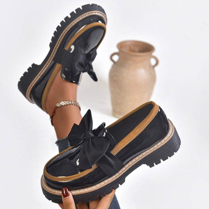 Lioren | Patent Bow Platform Loafers