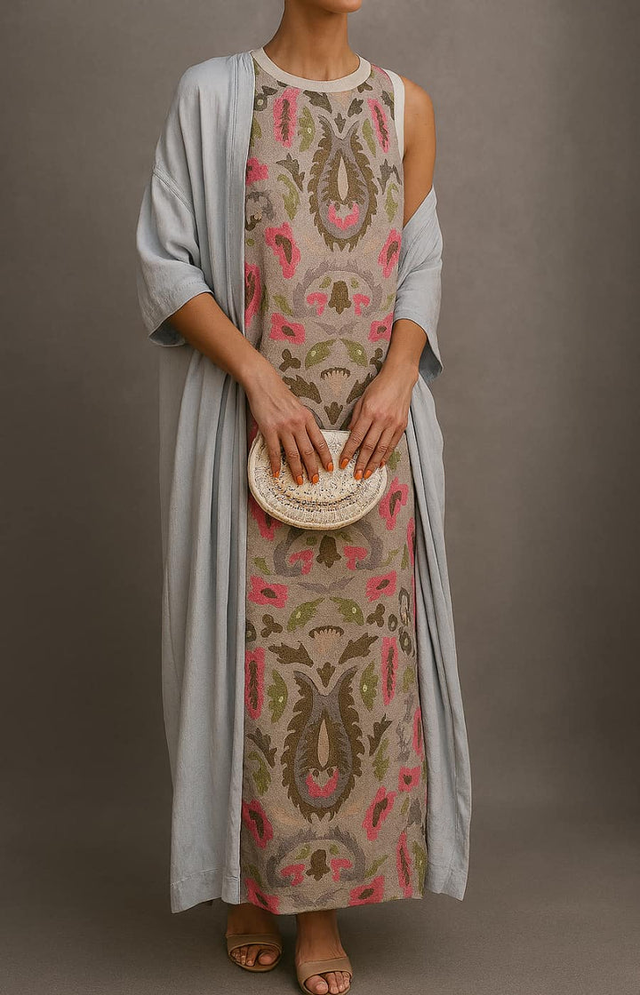 Elara | Printed Maxi Dress & Matching Cardigan Set