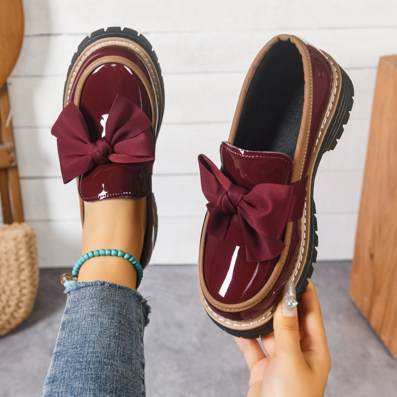 Lioren | Patent Bow Platform Loafers