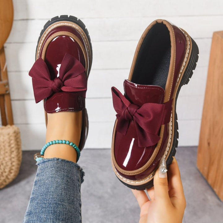 Lioren | Patent Bow Platform Loafers