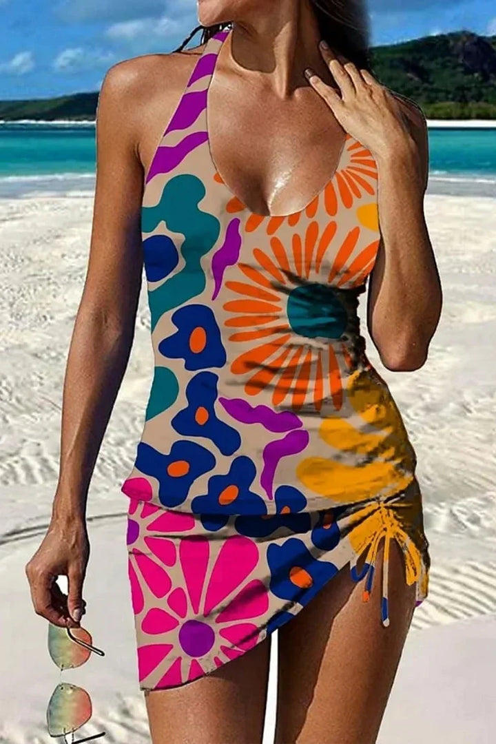 Camila | Floral Graphic Tankini Set with Shorts (Tummy Control Effect)