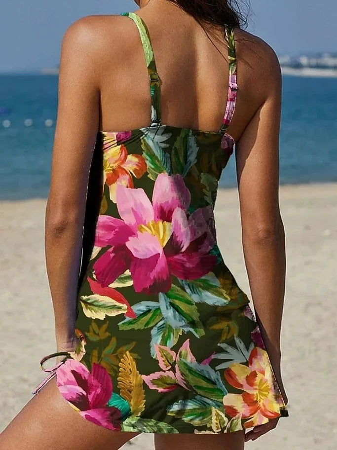 Camila | Floral Graphic Tankini Set with Shorts (Tummy Control Effect)