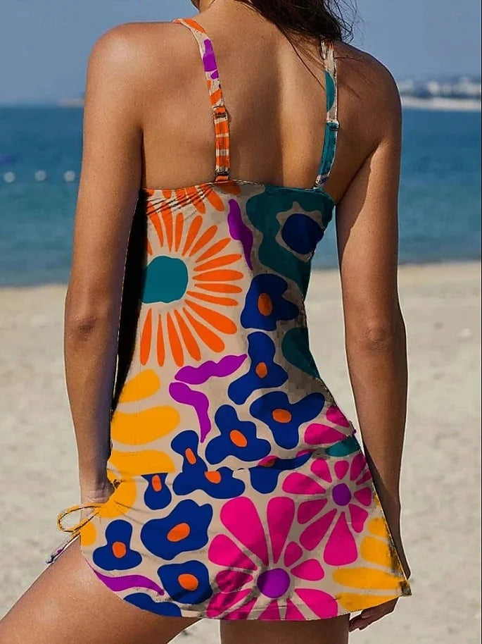 Camila | Floral Graphic Tankini Set with Shorts (Tummy Control Effect)