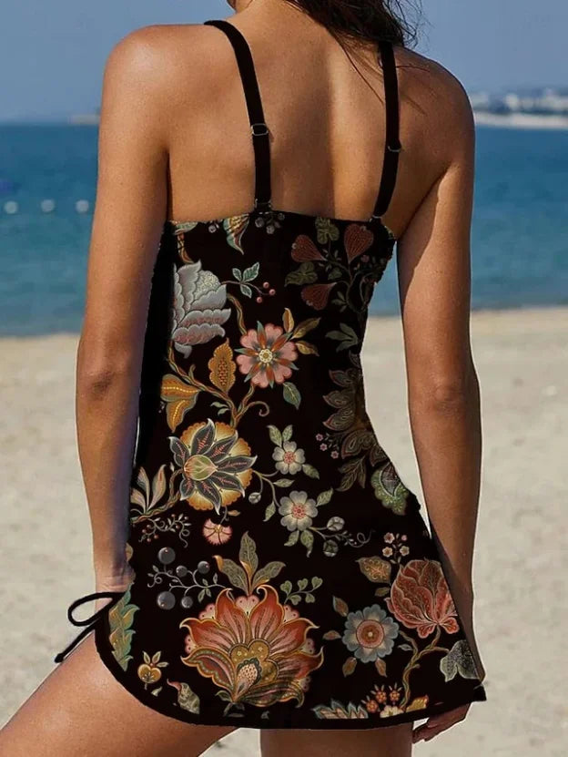 Camila | Floral Graphic Tankini Set with Shorts (Tummy Control Effect)