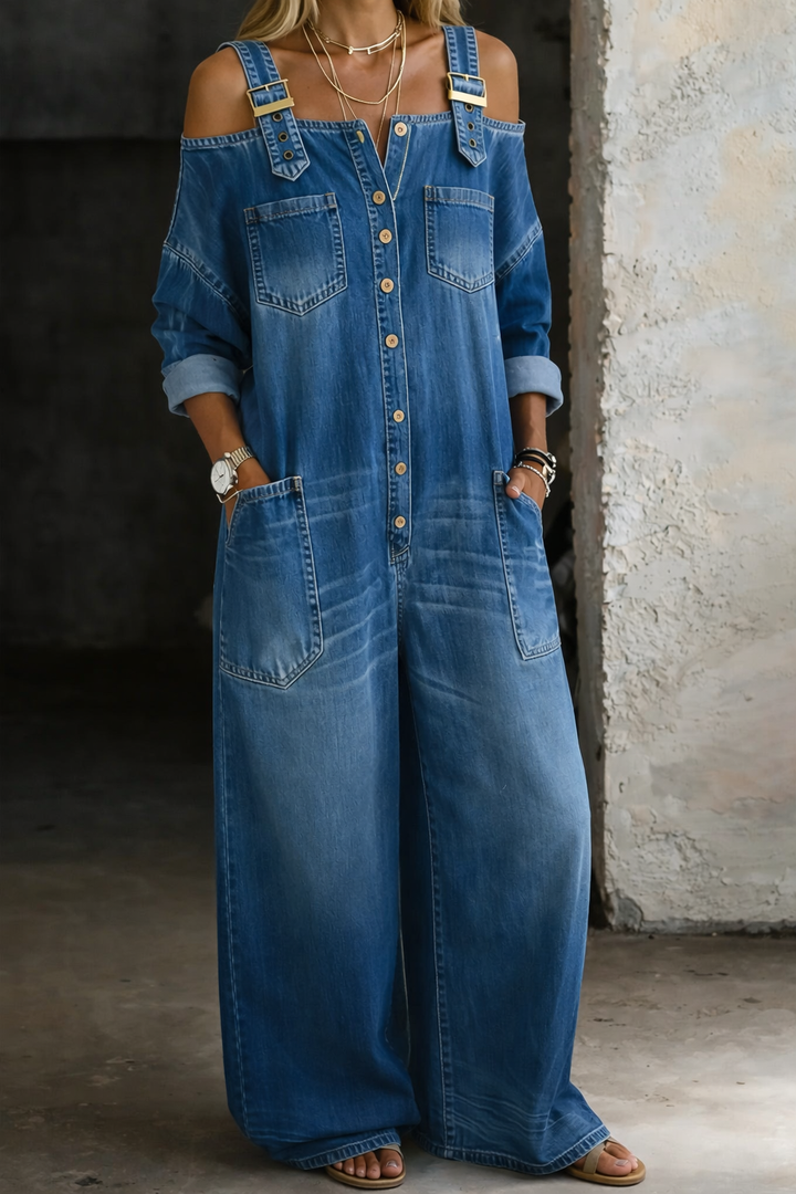 Sofie | Off-Shoulder Denim Jumpsuit