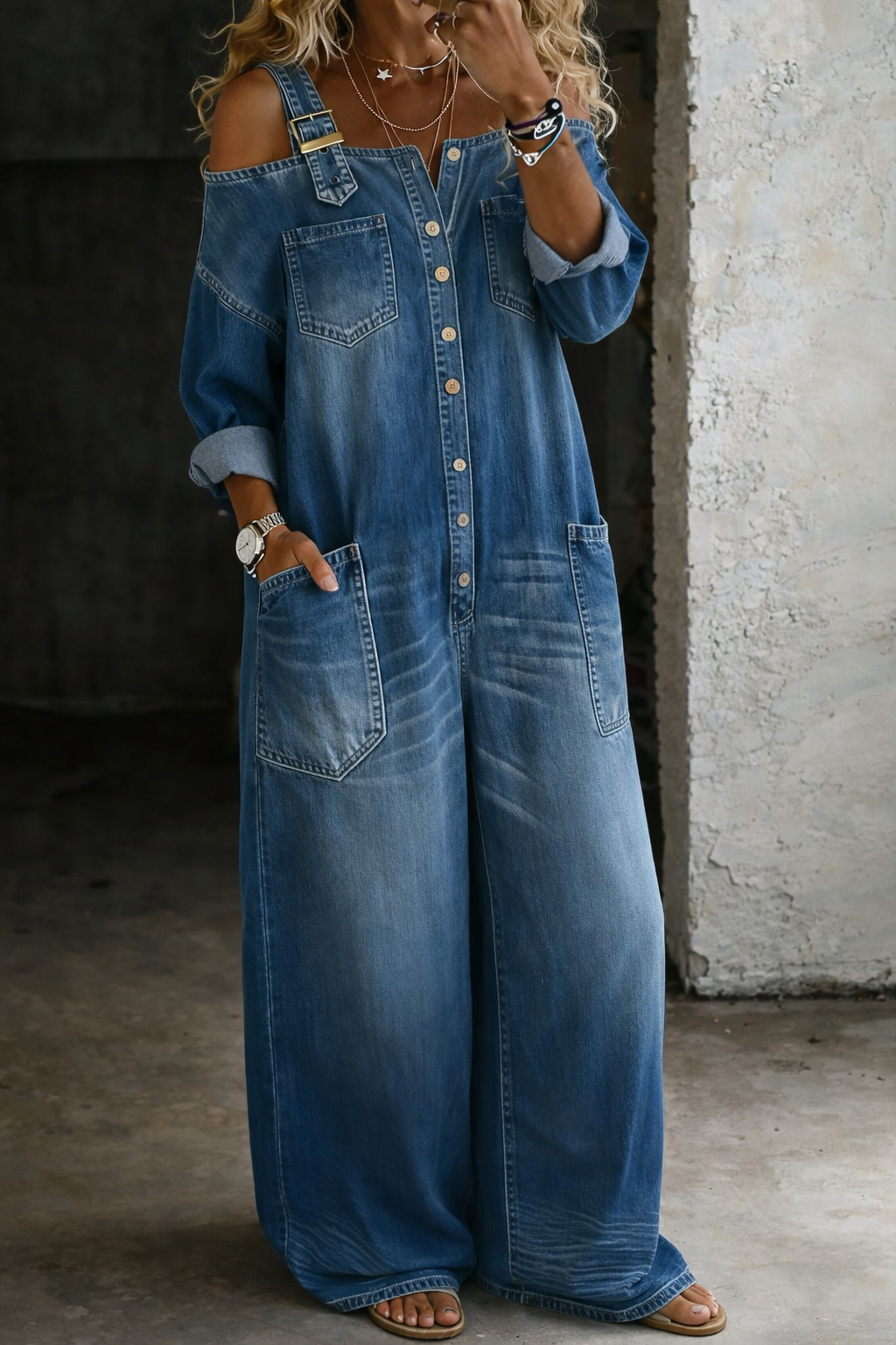 Sofie | Off-Shoulder Denim Jumpsuit