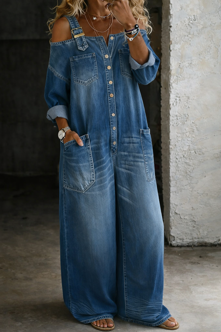 Sofie | Off-Shoulder Denim Jumpsuit