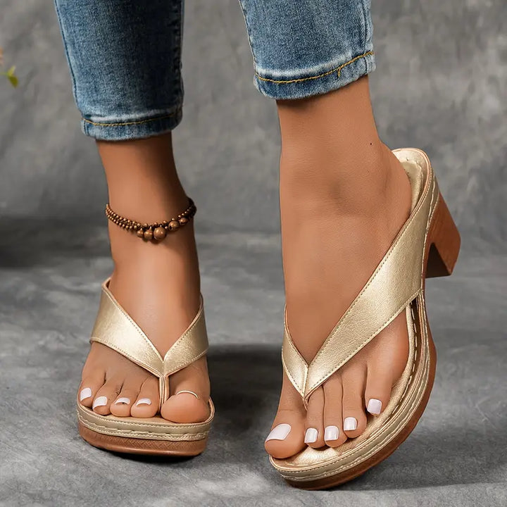 Supportive Block Heel Comfort Sandals with Cushioned Footbed
