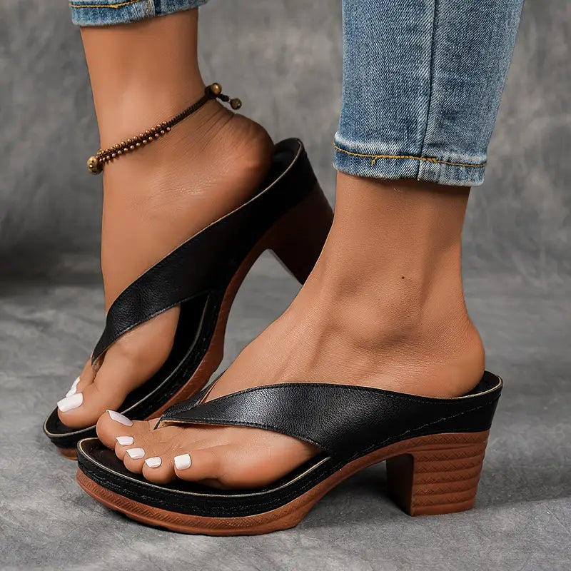 Supportive Block Heel Comfort Sandals with Cushioned Footbed