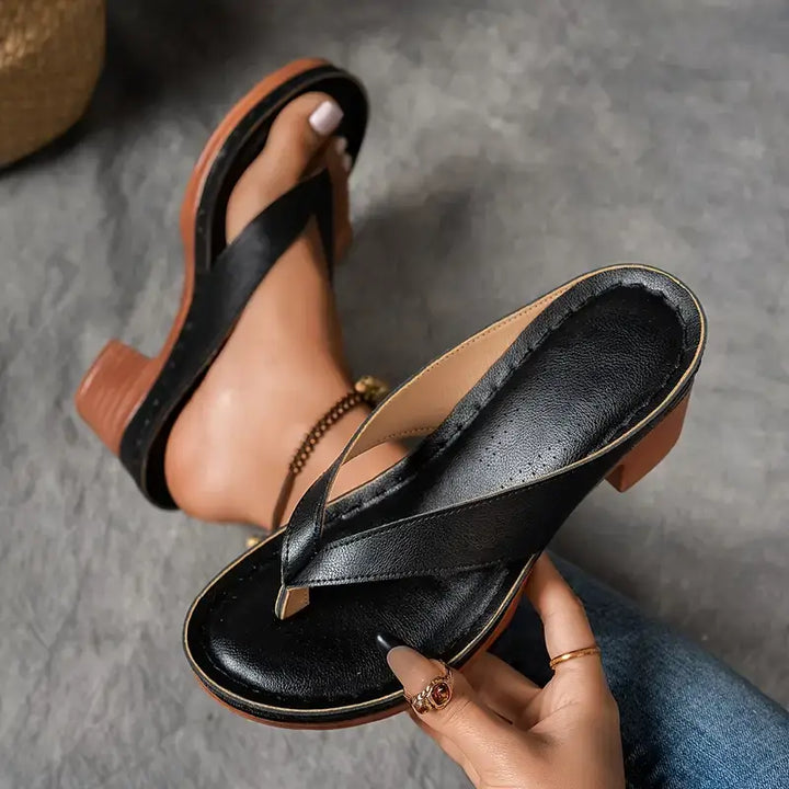 Supportive Block Heel Comfort Sandals with Cushioned Footbed