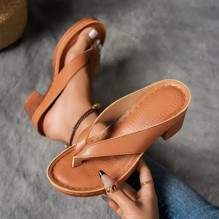 Supportive Block Heel Comfort Sandals with Cushioned Footbed