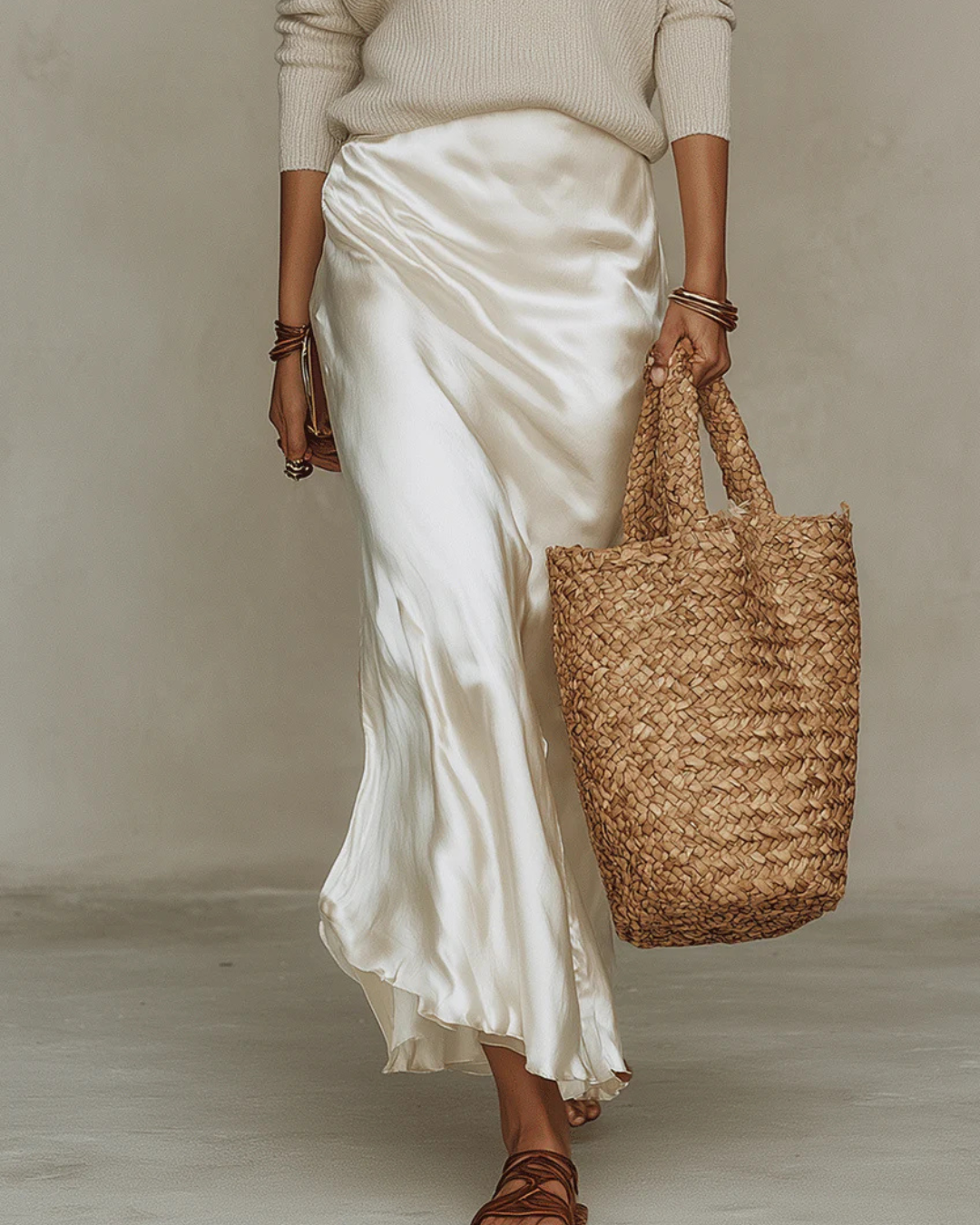 Elara | Satin Midi Dress with Matching Sweater