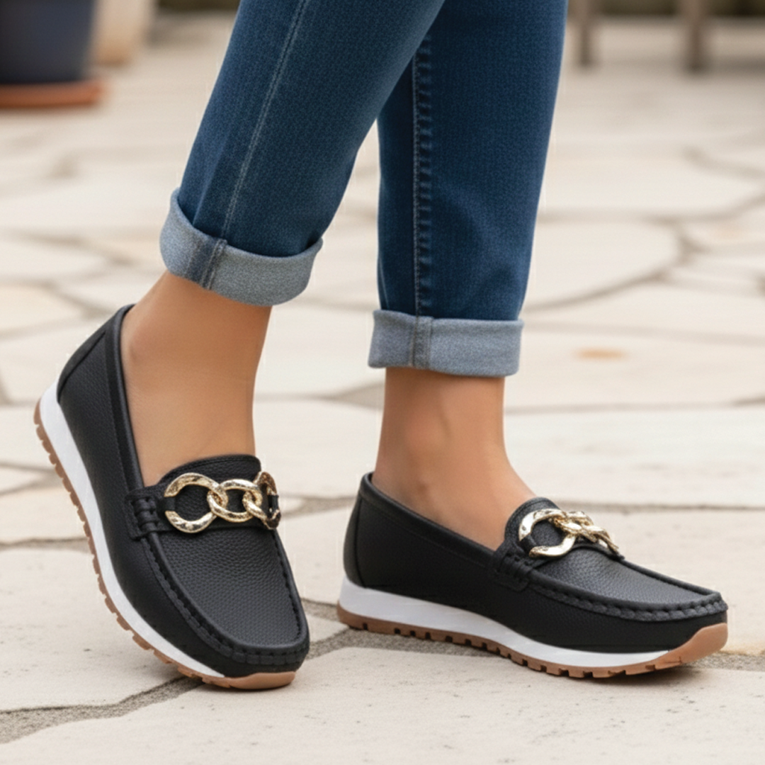 Flat Wedge Buckle Comfort Loafers for Everyday Wear