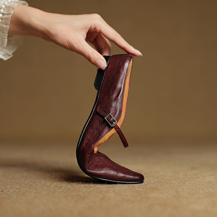 Orlena | Leather Pointed Toe Mule Heels