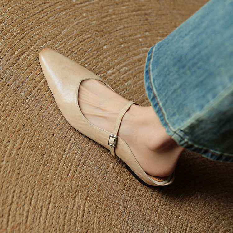 Orlena | Leather Pointed Toe Mule Heels