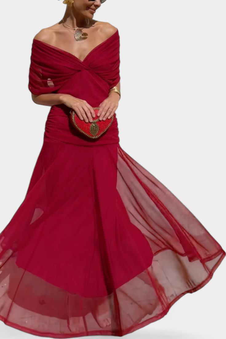 Florielle | Long Floral V Neck Dress