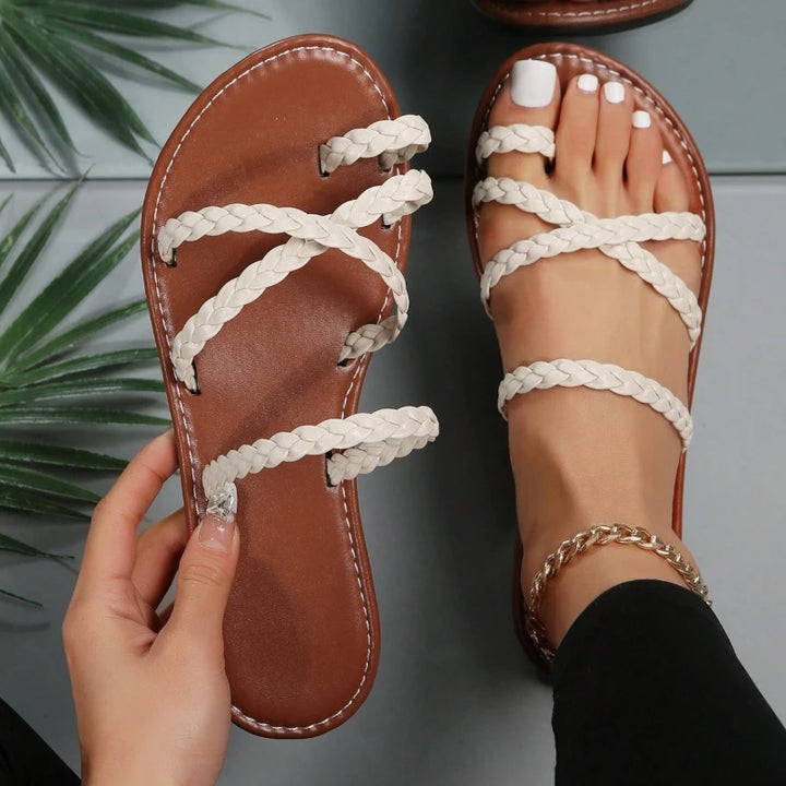 Sienna | Braided Flat Slide Sandals