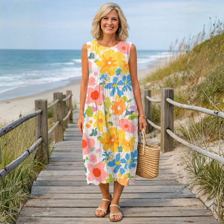 Luna | Pastel Floral Midi Dress