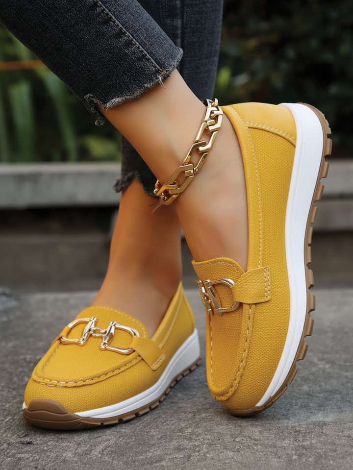 Flat Wedge Buckle Comfort Loafers for Everyday Wear