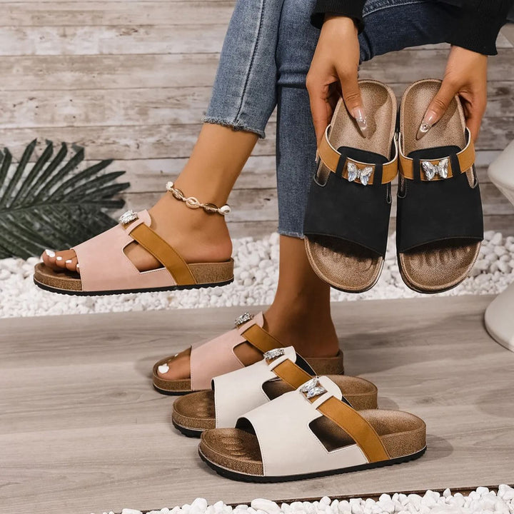 Bella | Butterfly Rhinestone Comfort Slippers