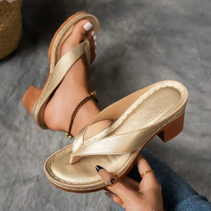 Supportive Block Heel Comfort Sandals with Cushioned Footbed
