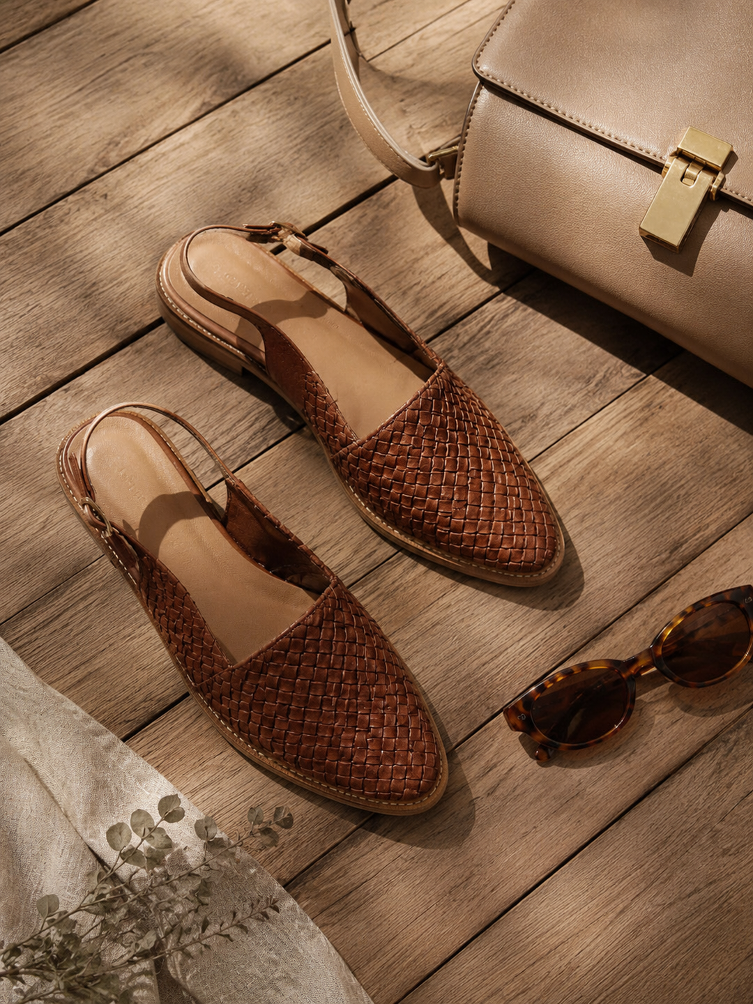 Evelina | Woven Slingback Flats