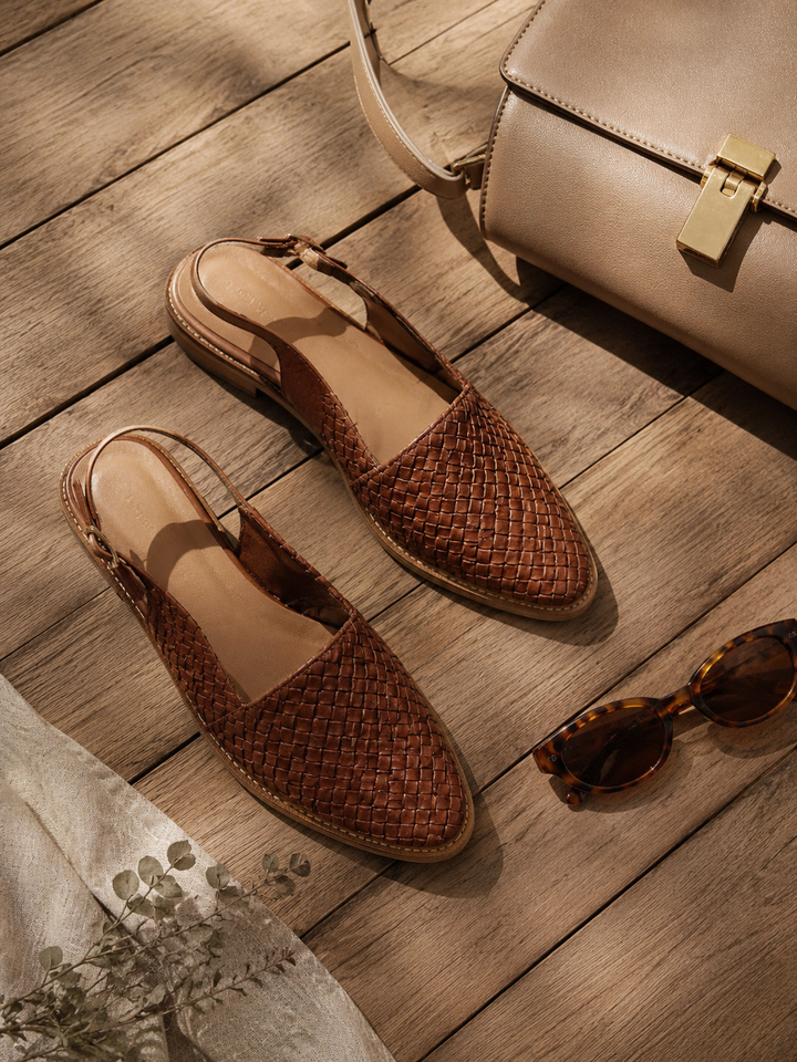 Evelina | Woven Slingback Flats